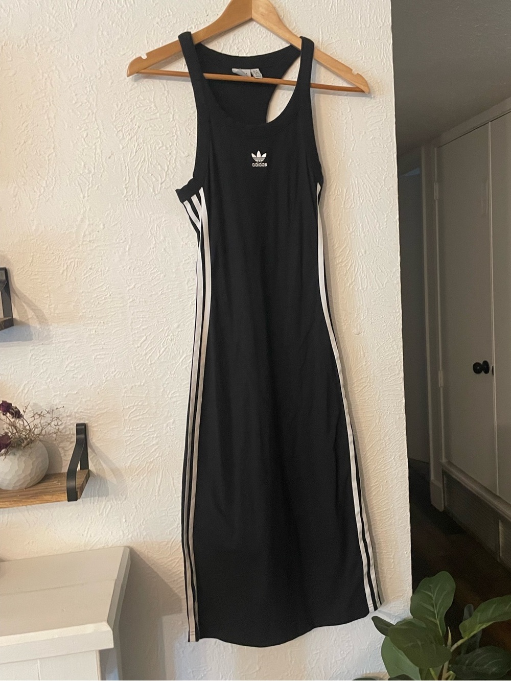 adidas Black Midi Adicolor Classics 3-Stripes Tank Dress XS